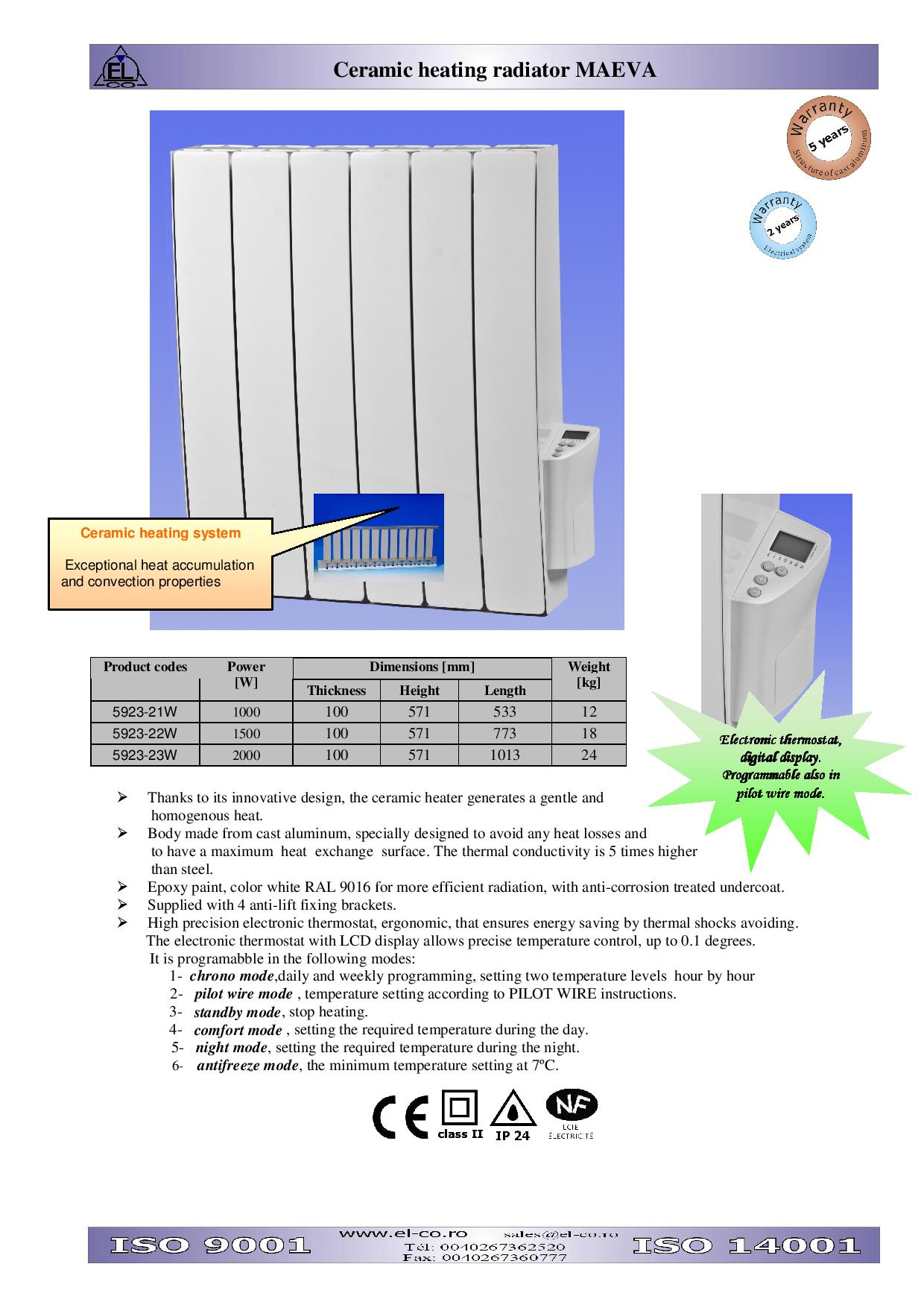 6 elementi1000W/220V